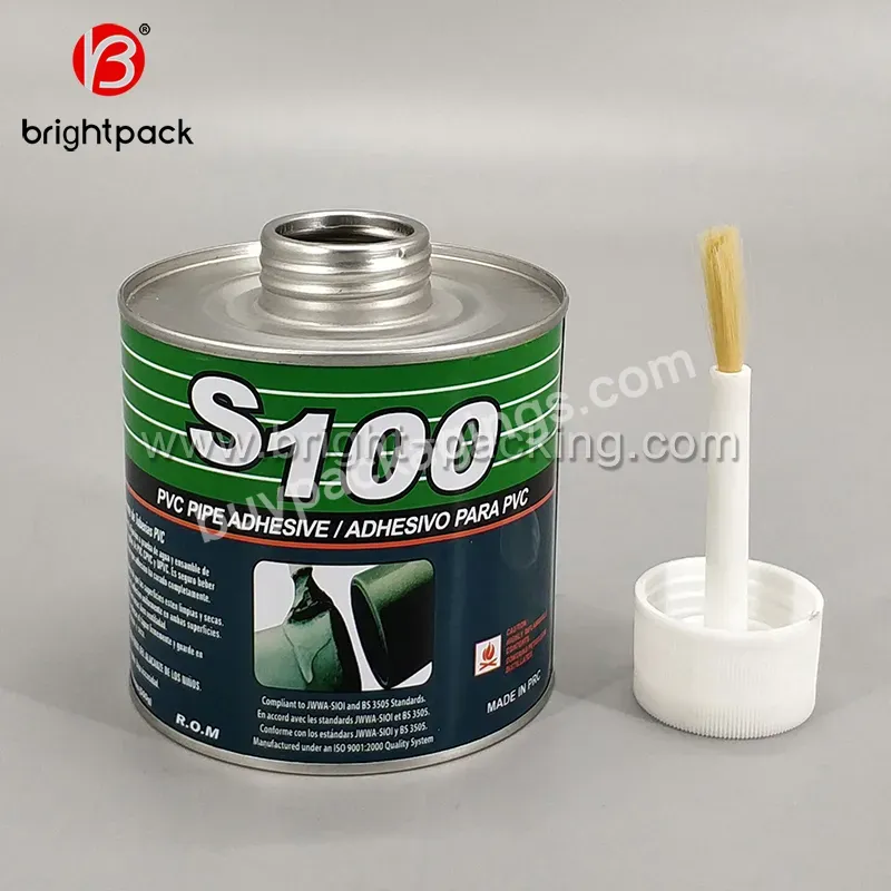 500g Metal Adhesive Can For Packing Pvc Cement,16oz Glue Tin Can Metal Box With Plastic Cover And Brush - Buy 500g Metal Adhesive Can For Packing Pvc Cement,16oz Glue Tin Can Metal Box With Plastic Cover And Brush,Iron Tin Can.