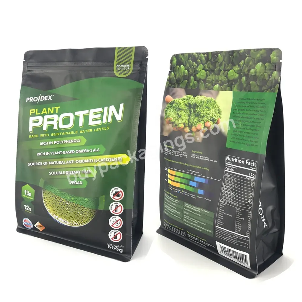 500g Protein Powder Packaging Laminated Aluminum Foil Flat Bottom Side Gusset Plastic Pouch With Zipper For Packing Food - Buy Flat Bottom Side Gusset Pouch,Pouch For Packing Food,Plastic Pouch With Zipper.