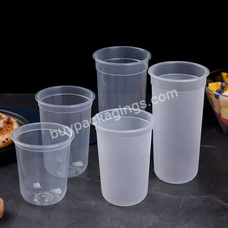 500ml 16oz Custom Logo Pp U Shape Transparent Disposable Plastic Boba Milktea Cups Bubble Milk Tea Cups With Lid