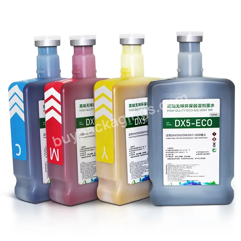 500ml Cmyk 4 Color Outdoor Eco-solvent Eco Solvent Ink For Dx5 Dx7 Xp600 Tx800 Inkjet Printers
