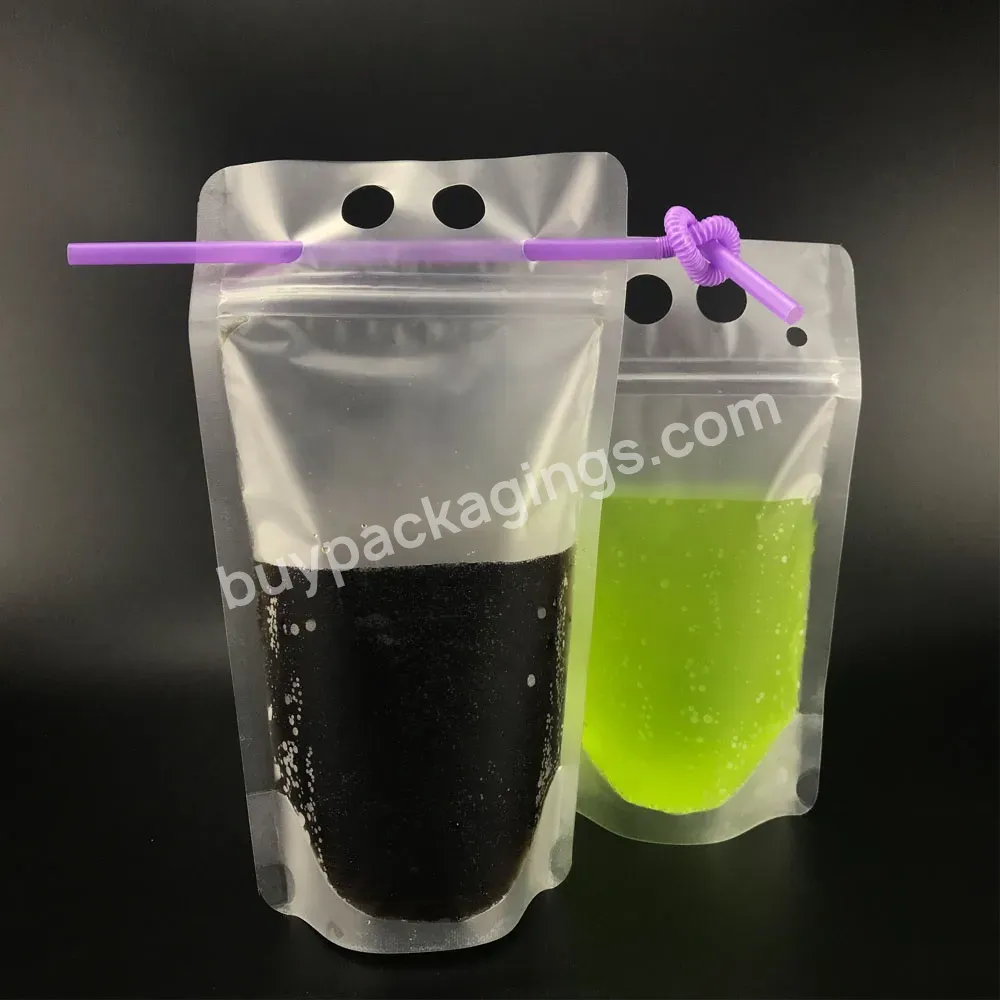 500ml Frost Mylar Plastic Zipper Packaging Food Grade Juice Drink Bag Pouches With Straw - Buy Food Grade Drink Pouches,Drink Pouches,Drink Pouches With Straw.
