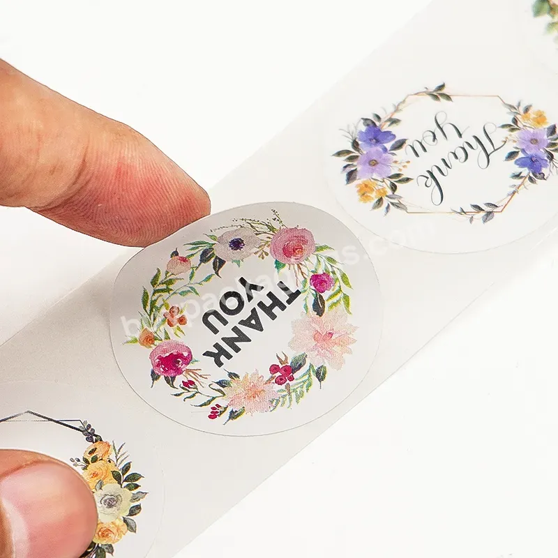 500pcs Eco Friendly Custom Print Self Adhesive Package Seal Round Flower Thank You Label Stickers Roll For Small Business Paper - Buy Self Adhesive Round Thank You Stickers Paper Roll For Package Seal,Thank You For Supporting My Small Business Envelo