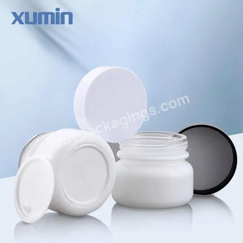 50g Face Cream Jars Cosmetic Packaging Frosted Clear Pet Glass Cosmetic Jars With Glass Lid - Buy Glass Cosmetic Jars 30ml 50ml Glass Jars Food Grade Glass Jar With Aluminum Cap,Glass Jars Clear Amber Black Glass Jar With Clear Black White Glass Cap,