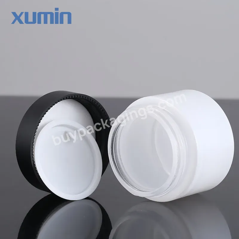 50ml 50g Face Cream Jars Cosmetic Packaging Frosted Glass Cosmetic Jars With Glass Lid 30g - Buy Glass Cosmetic Jars 30ml 50ml Glass Jars Food Grade Glass Jar With Aluminum Cap,Glass Jars Clear Amber Black Glass Jar With Clear Black White Glass Cap,3
