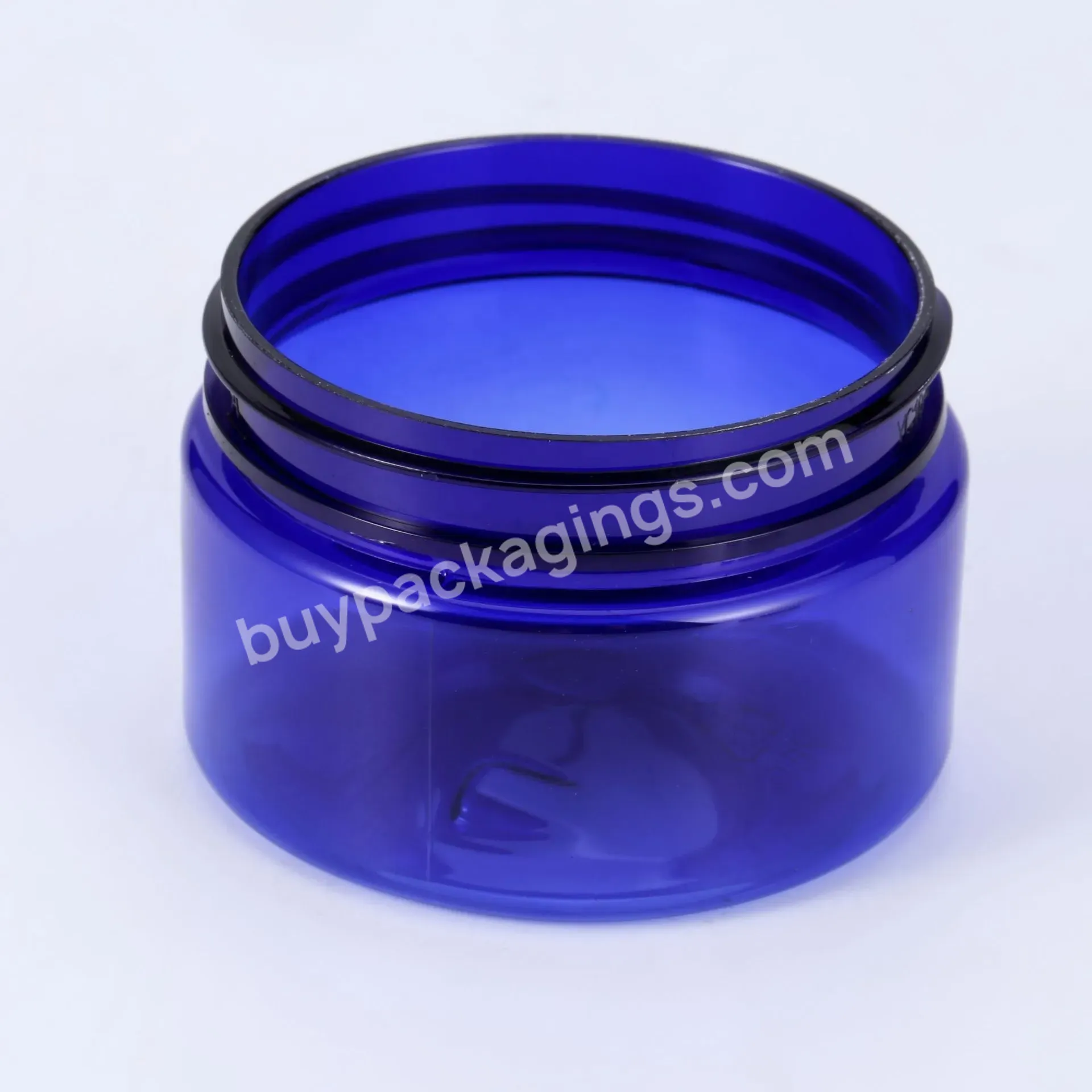 50ml 60ml 120ml Transparent Blue Plastic Pet Cosmetic Container Jars With Silver Cap Lid