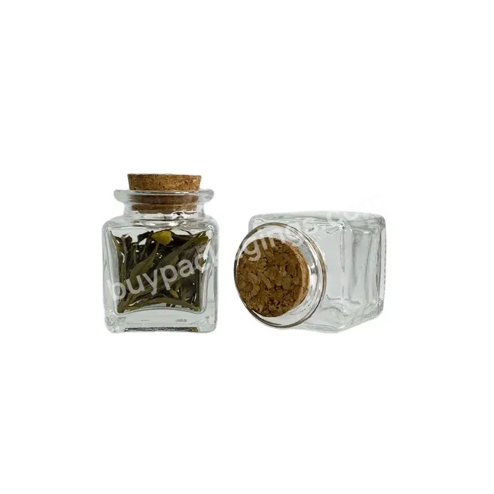 50ml Glass Square Bottle With Cork 1.5oz Clear Glass Square Jar - Buy 1g 3g 5g Saffron Jar Tube Small Glass Bottles With,Small Glass Jars With Cork,Glass Jar With Cork Lid.