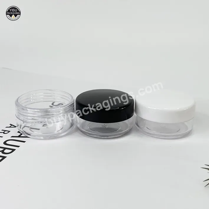 5g 10g 20g Plastic Cosmetic Glitter Pot Custom Cylinder Clear Loose Powder Jar With Black Top Custom Logo - Buy Glitter Pot Package Jars,Small Jar Plastic Jar,Mini Sample Jars.