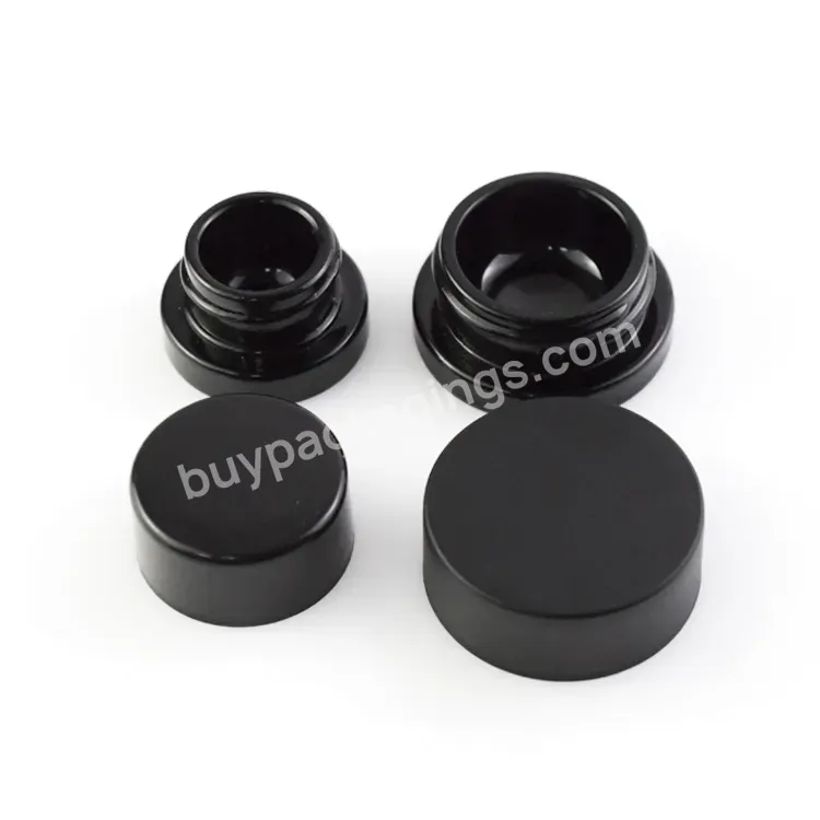 5ml 7ml 9ml Child Resistant Round Black Stash Side Oil Glass Concentrate Container Jar With Cr Plastic Lid