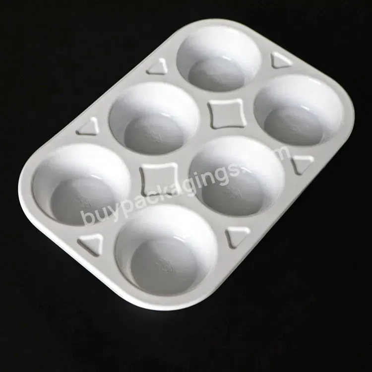 6 Compartment White Disposable Plastic Blister Pastry Food Cookie Tray Mochi Ice Cream Cake Packaging