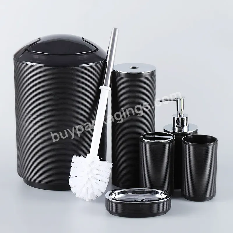 6 Pieces Bathroom Accessory Set With Trash Can,Toilet Brush Holder,Soap Dish,Lotion Bottle - Buy 6 Pieces Bathroom Accessory Set,Plastic Bathroom Accessory Set,Plastic Toilet Brush Holder.