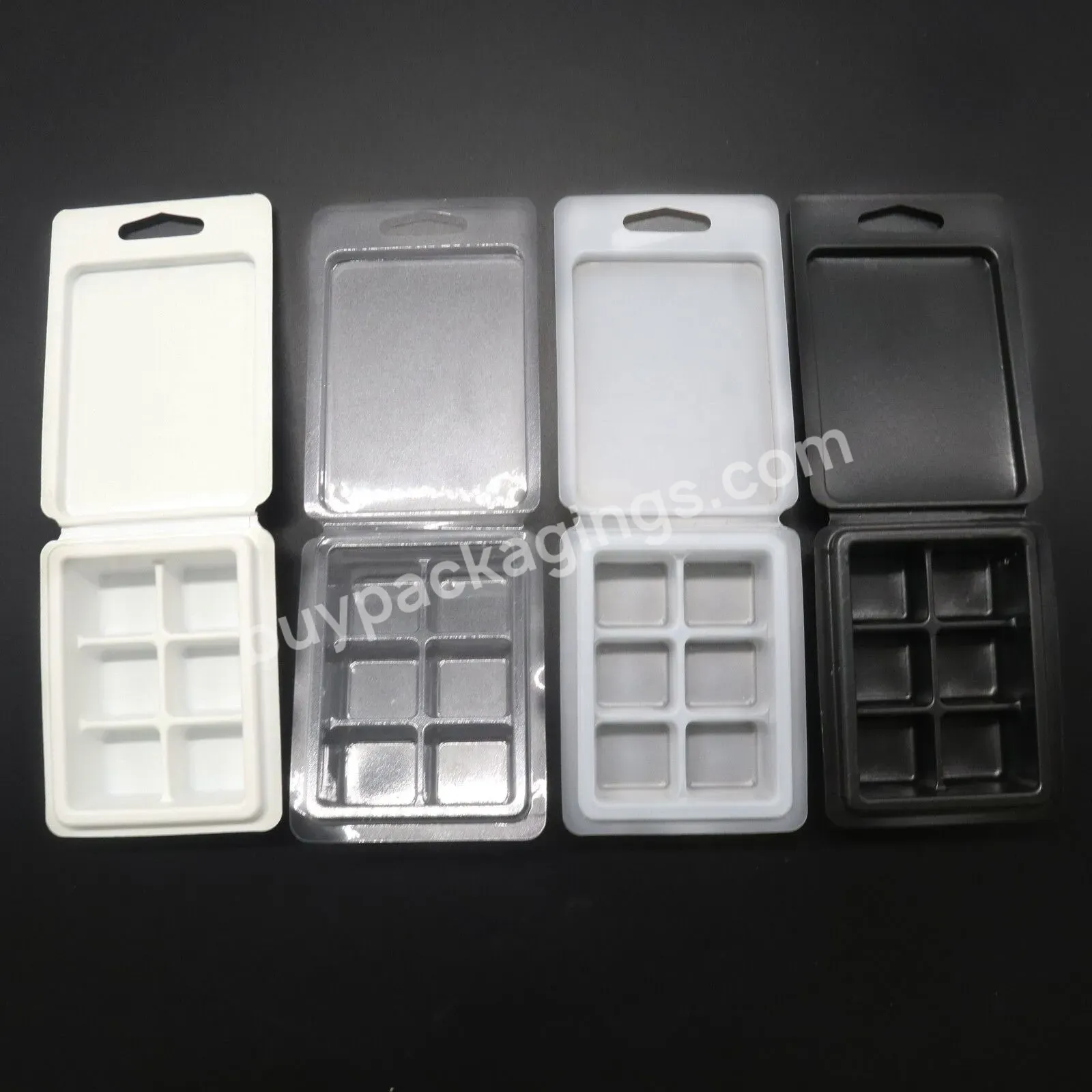 6 White Black Clear Frosted Clam Shell Packaging Blister Plastic Clamshell Wax Melt Packaging Tray - Buy White Clamshell Wax Melt,Frosted White Wax Melt Clamshell,Wax Melt Plastic Clam Shell.