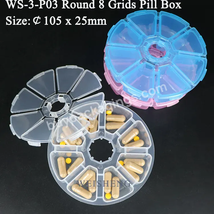 8 Grids Round Weekly Pill Organizer Portable Home Travel Pill Box Dispenser Medicine Case Pp Plastic Storage Box