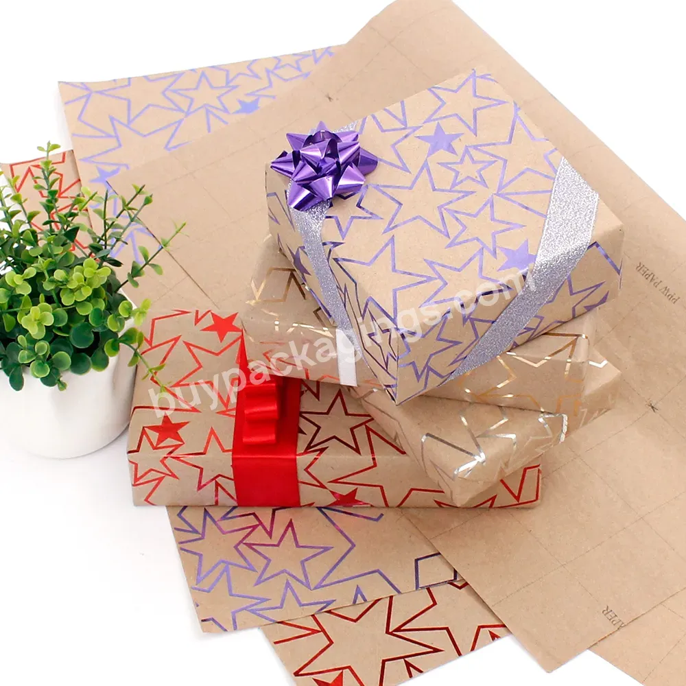 80gsm Kraft Paper Gift Wrapping Paper With Colorful Star Design Hot Stamping Printed - Buy 80gsm Kraft Paper Gift Wrapping Paper,Gift Wrapping Paper,Colorful Star Design Hot Stamping Printed.