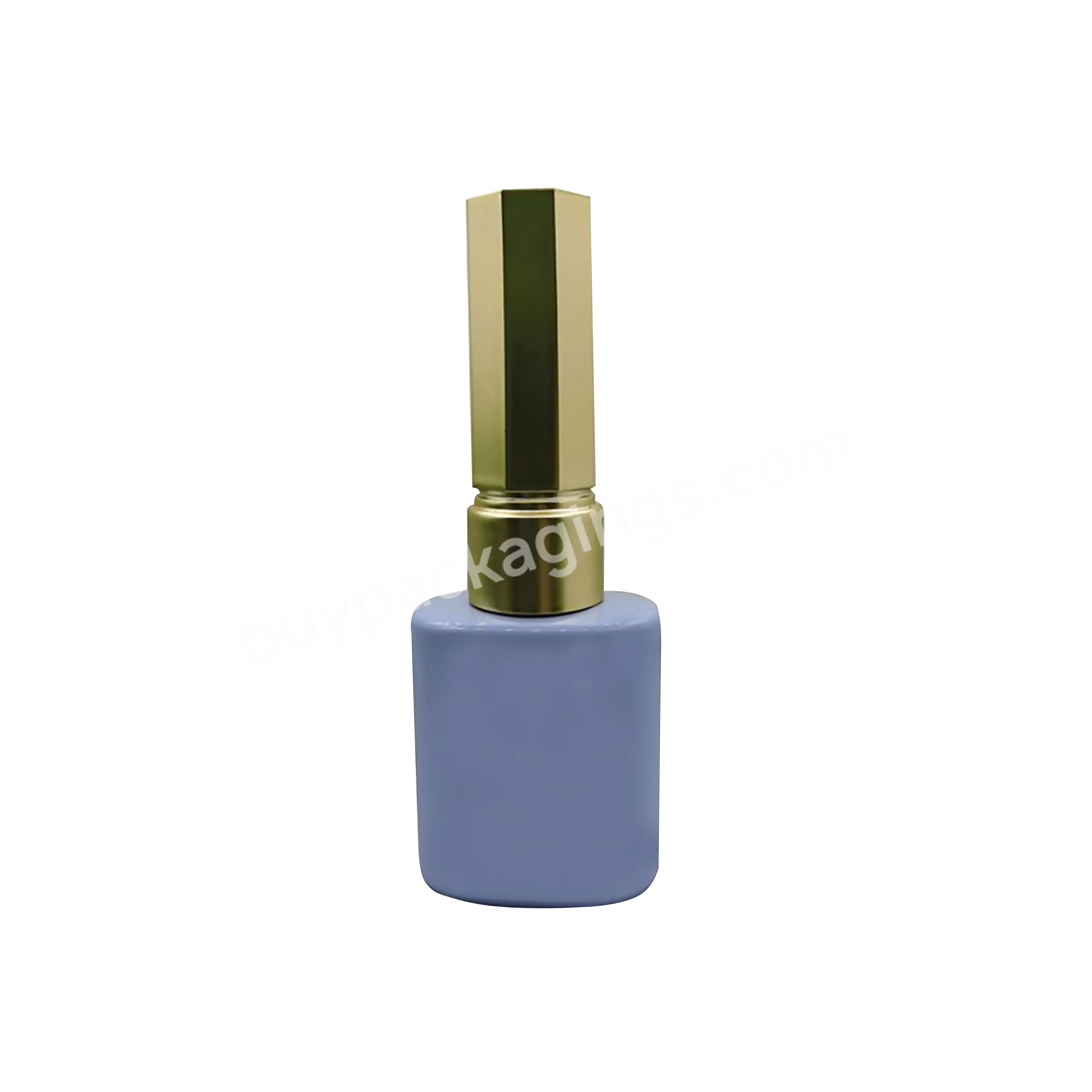 8ml 10ml 15ml Blue Square Transparent Glass Nail Polish Bottle With Electroplating Golden Uv Plated Nail Polish Cap With Brush - Buy 8ml 10ml 15ml Blue Square Transparent Glass Nail Polish Bottle,Bottle With Electroplating Golden Cap,Bottle With Uv P