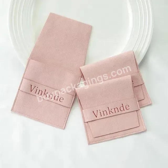 8x8cm Personalized Jewelry Packaging Bag Custom Logo Envelope Microfiber Pouch Pink Small Gift Pouches