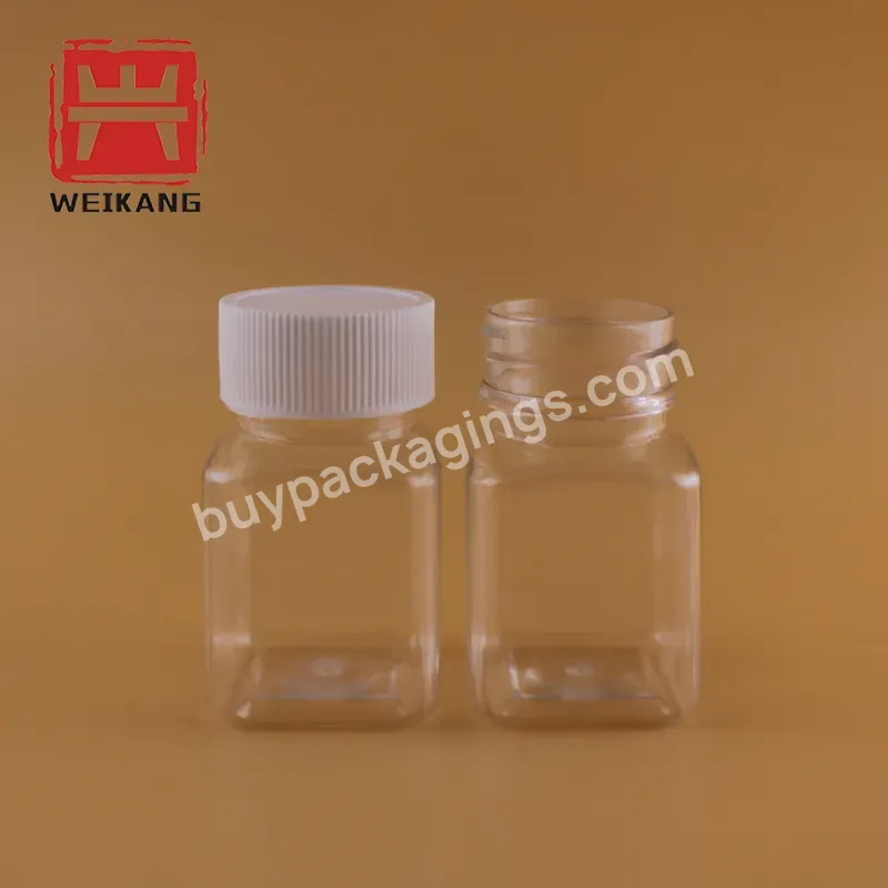 90ml 100ml 500ml Square Shape Safety Seal Child Proof Clear Empty Plastic Medicine Capsule Pill Bottle - Buy Square Shape Pill Plastic Bottle,Medicine Capsule Pill Bottle,Medaical Pills Bottles With Seal Child Proof Cap.