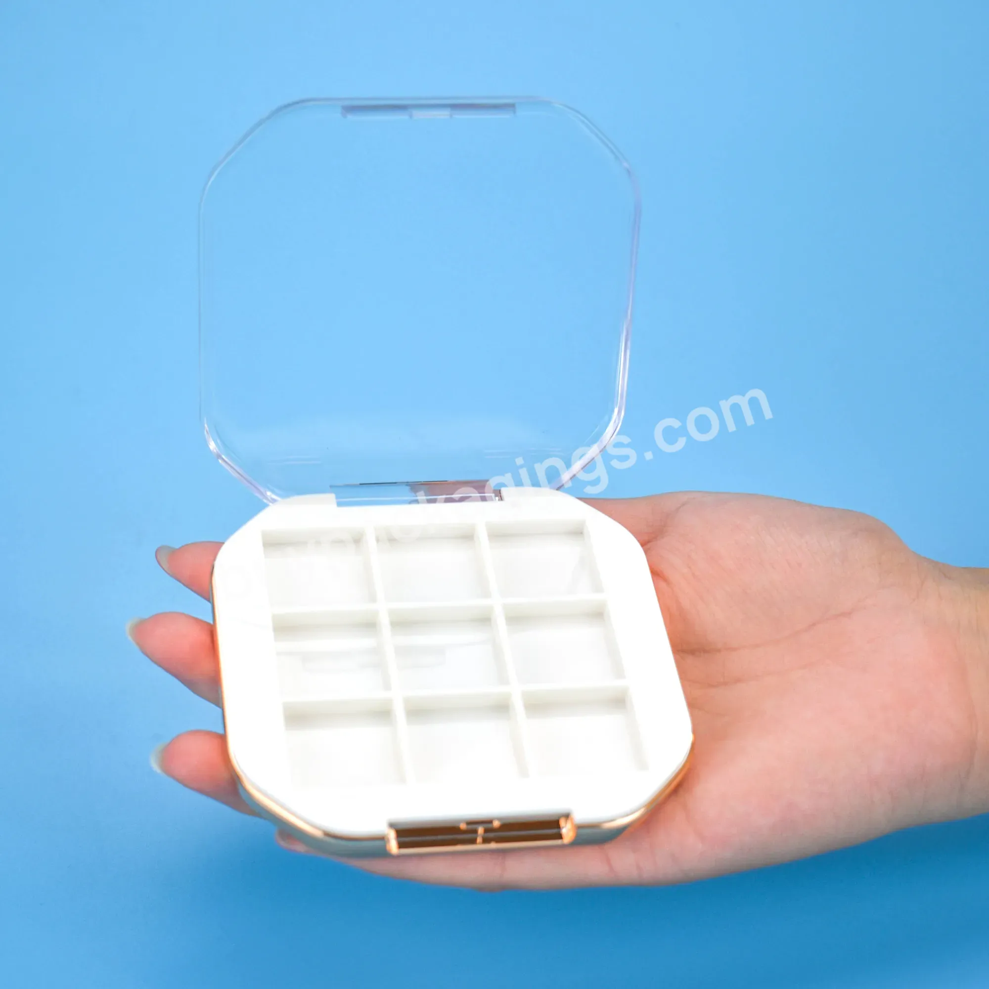 9color 9pans Empty Compact Clear Square Plastic Packaging Transparent Loose Powder Case With Layer - Buy Eyeshadow Palette High Quality Make Up Pallet Wholesale Eyeshadow Palette Your Logo Eyeshadow Palette Packaging,All In One Makeup Palette Big Eye