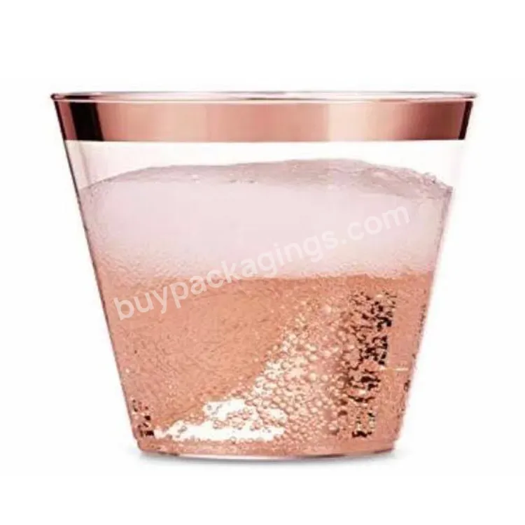 9oz Clear Plastic Party Wedding Disposable Rose Gold Plastic Cups - Buy Plastic Gold Cups,Gold Cups Party,Gold Party Cups.