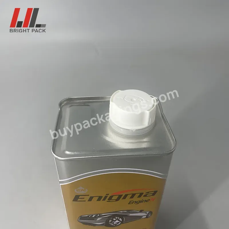 Accept Custom Printing 1l Empty Square Rectangular Chemical Tin Can Oil Paint Can With Plastic Spout Top - Buy Oil Paint Can With Plastic Spout Top,1l Empty Square Rectangular Chemical Tin Can,Square Engine Oil Tin Can.