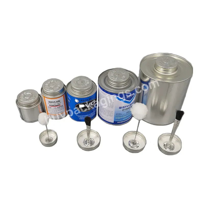 Adhesive Pvc Glue Tin Can With Metal Screw Top And Cotton Ball Or Horse Hair Brush - Buy Pvc Tins,Adhesive Cans Meatl,Metal Cans With Brush.