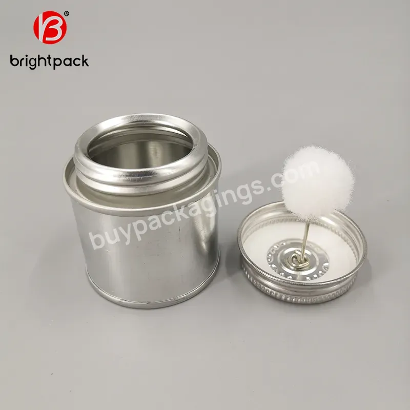 Adhesive Pvc Glue Tin Can With Metal Screw Top And Cotton Ball Or Horse Hair Brush - Buy Pvc Tins,Adhesive Cans Meatl,Metal Cans With Brush.