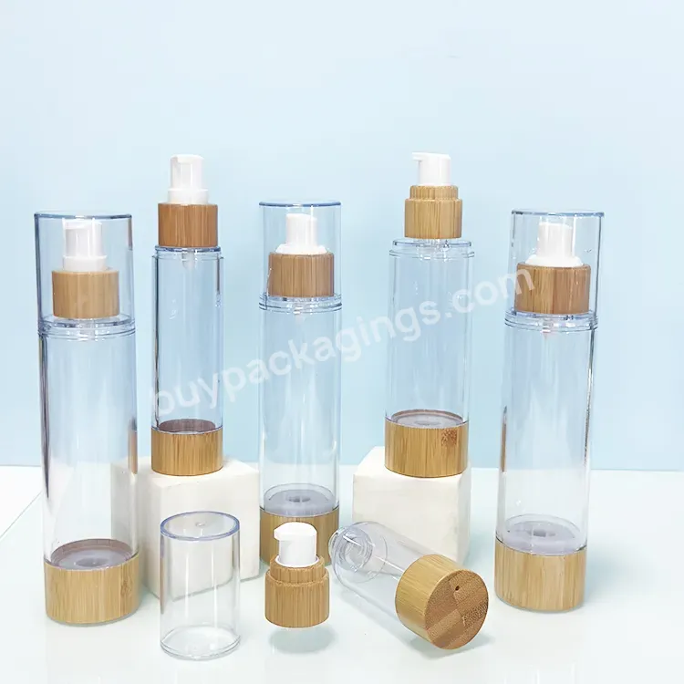 Airless Bottle 50ml 100ml Cosmetics Packaging Bamboo Transparent Airless Pump Bottle Supplies - Buy Airless Pump Bottle 200ml,Airless Pump Bottle 10ml Glass,Airless Cosmetic Bottle.