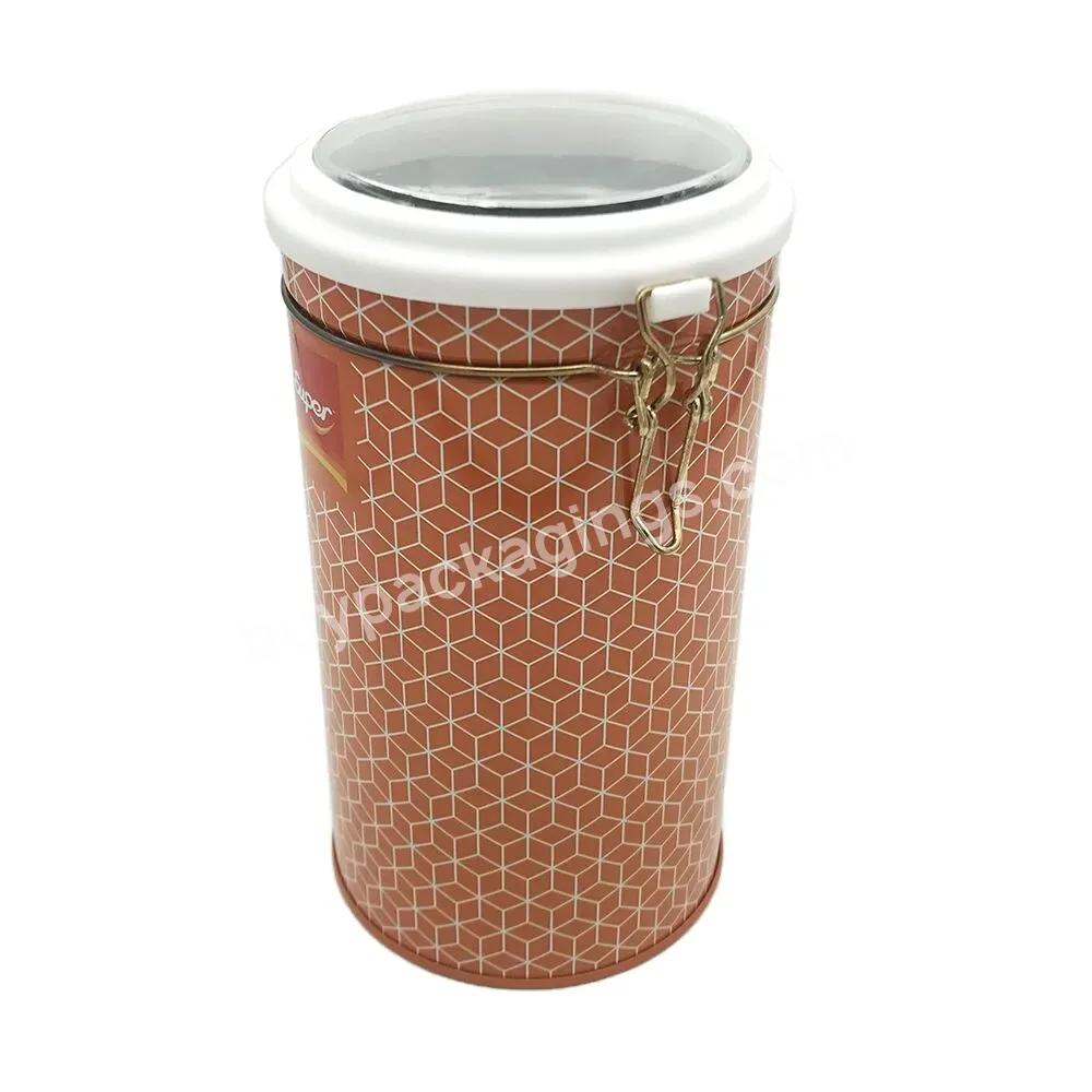 Airtight Coffee Tin Box With Transparent Lid - Buy Airtight Coffee Tin Box With Transparent Lid,Empty Coffee Packaging Tin Box,Coffee Airtight Tin Box With Plastic Lid.