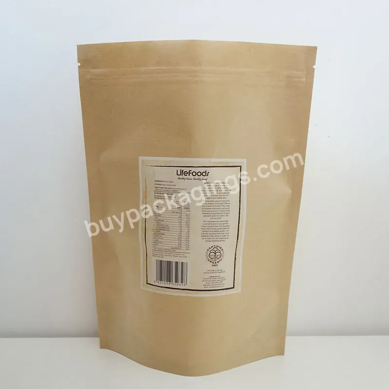 Aluminum Foil Mylar Flexible Chia Seeds Packaging Bag Stand Up Pouches With Window Zipper For Food Kraft Paper Packaging - Buy Kraft Paper Stand Up Pouches,Kraft Bag With Window,Chia Seeds Packaging Bag.