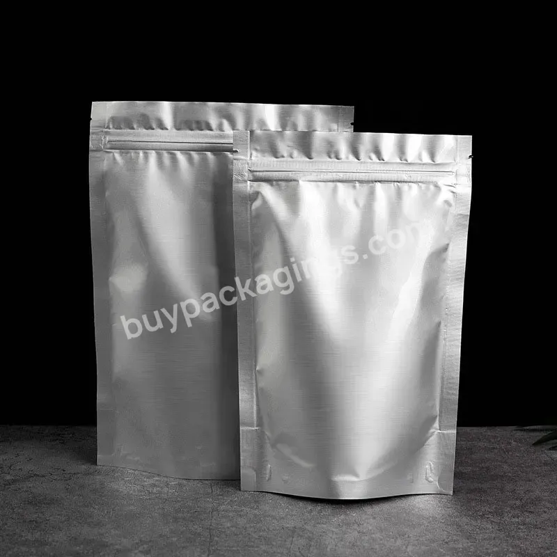 Aluminum Foil Vacuum Bags Heat Sealing Stand Up Ziplock Zipper Food Storage Bags Smell Proof Silver Foil Bag - Buy Stand Up Ziplock Aluminum Bag,Heat Sealing Bags,Silver Foil Bag.