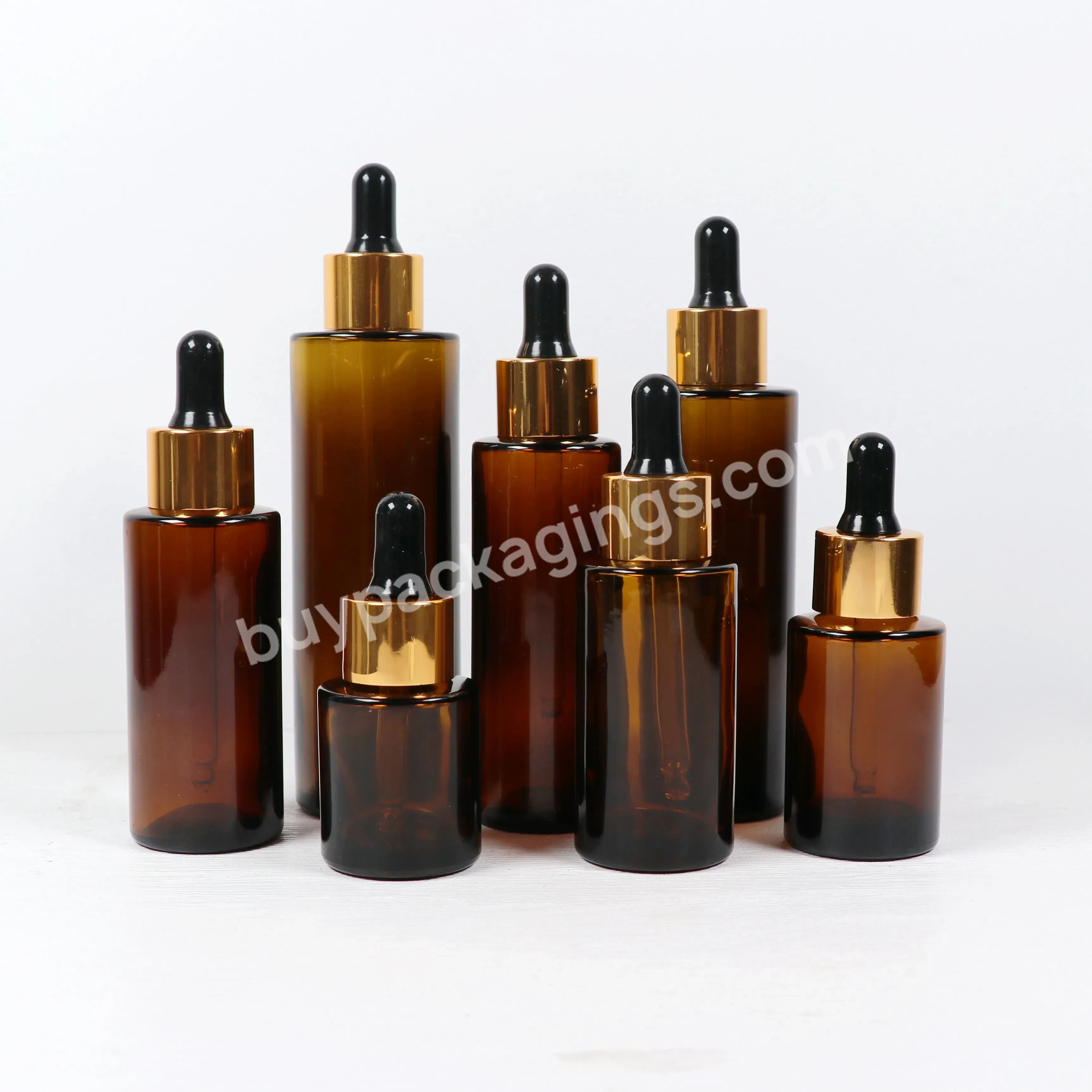 Amber Glass Serum Hair Oil Bottle Gold Dropper Body Essential Oil Bottles 20ml 30ml 40ml 50ml 60ml 80ml 100ml - Buy Serum Bottle 20ml,30ml Serum Bottle,Serum Bottle.