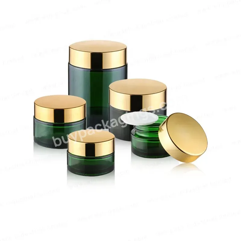Amber Green Blue Glass Jar With Gold Aluminium Cap Custom Printed Cream Glass Cosmetic Jars