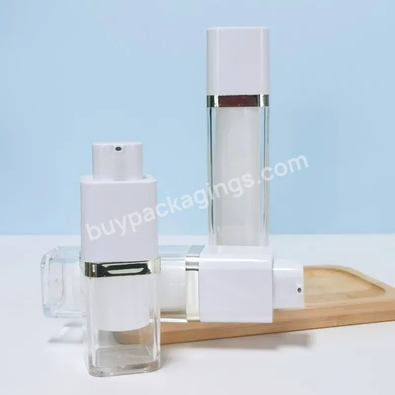As Plastic Acrylic Serum Lotion Twist Up Airless Bottles 15ml 30ml 50ml Square Refillable Airless Pump Bottle