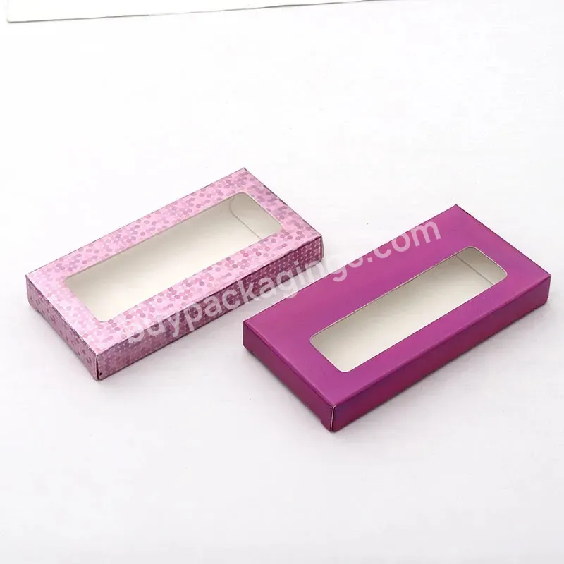 Baby Pink Holographic Paper Eyelash Packaging Personalized False Eye Lash Box With Clear Pvc Window - Buy Eyelash Packaging Box,Personalize Lash Box,Pink Eyelash Box Packaging.