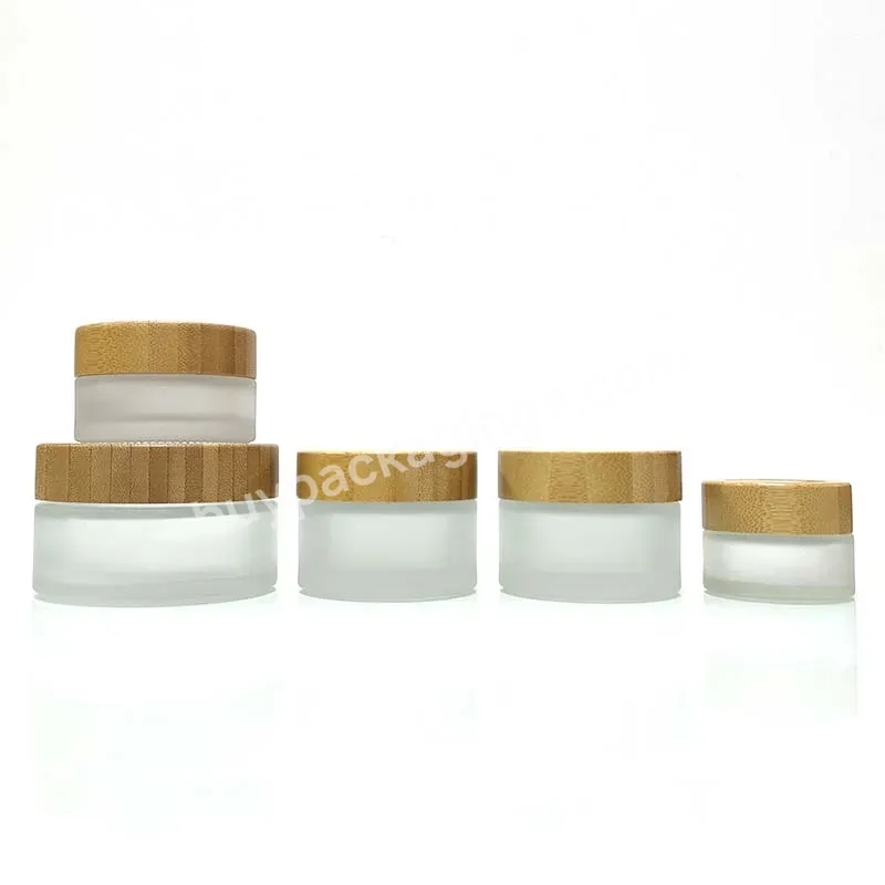 Bamboo Cap Skincare Body Lotion Cosmetic Packaging 30g 50g 100g Glass Empty Container Frosted Cream Jars With Lid - Buy Bamboo Cap,Lotion Cream Jar,Cosmetic Creams Packaging.