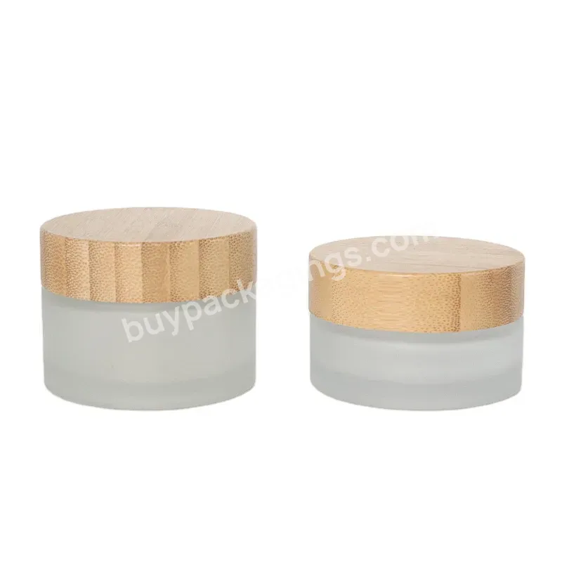 Bamboo Cap Skincare Body Lotion Cosmetic Packaging 30g 50g 100g Glass Empty Container Frosted Cream Jars With Lid - Buy Cosmetic Cream Jar Bamboo Cosmetics Containers And Packaging Frosting Glass Cream Jar,Cosmetics Jar Set,Glass Jar 50g.