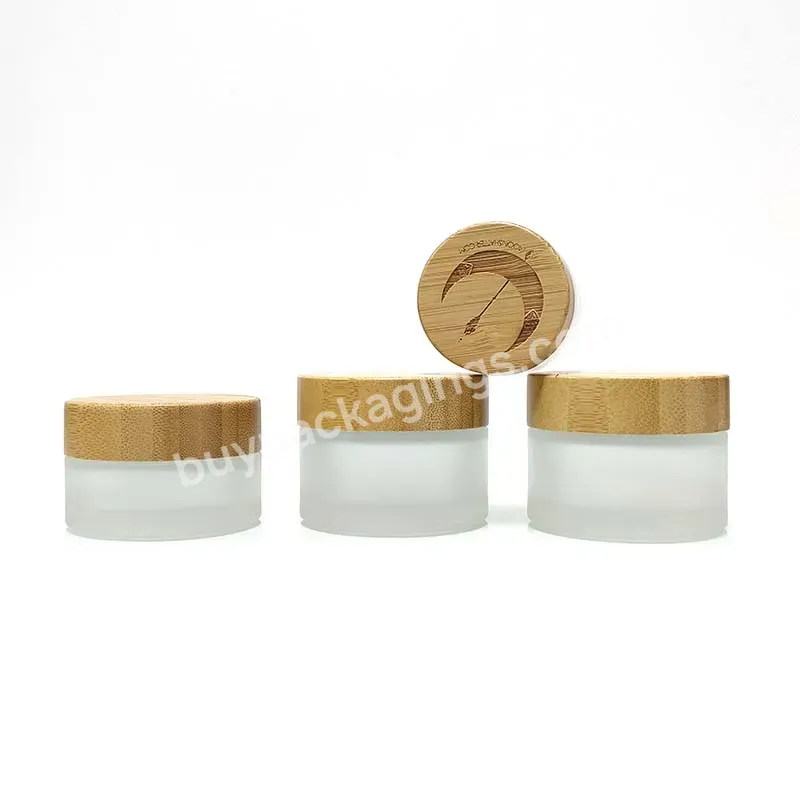 Bamboo Cap Skincare Body Lotion Cosmetic Packaging 30g 50g 100g Glass Empty Container Frosted Cream Jars With Lid - Buy Bamboo Cap,Lotion Cream Jar,Cosmetic Creams Packaging.