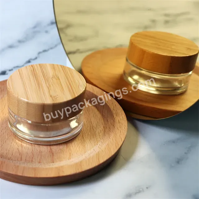 Bamboo Cosmetic Container 5g 15g 30g 50g 100g Frosted Glass Cream Jar With Bamboo Lid - Buy 3g Glass Jar With Bamboo Lid,Glass Spice Jar With Bamboo Lid,Glass Storage Cosmetic Jars With Bamboo Lids Set.