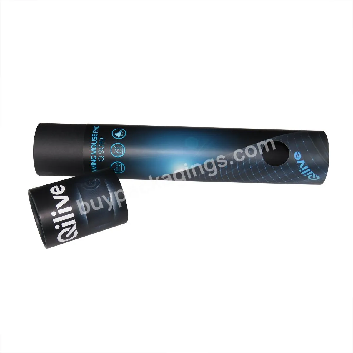 Bespoke printing long mailer poster paper tube box for large yoga mat packaging with window