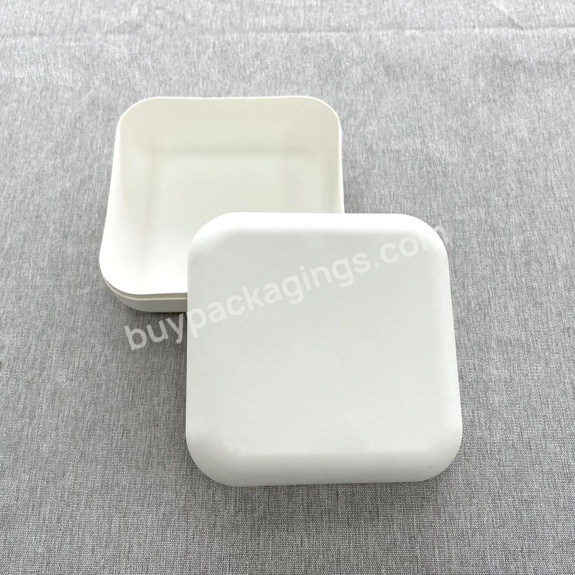 Best Price Disposable Custom Logo Foil Stamping Wet Press Whole Set Pasty Paper Molded Pulp Box With Layer