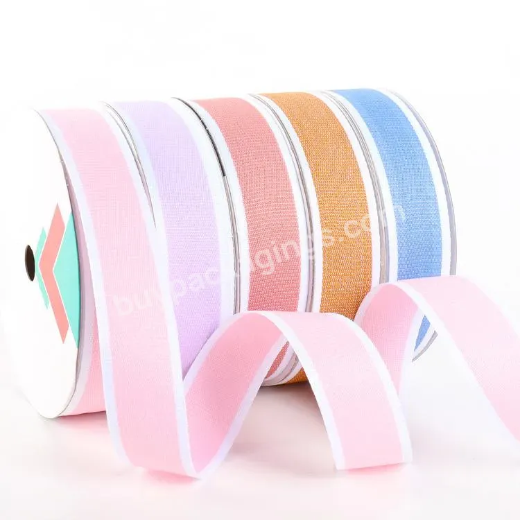 Best Sale 2.8cm*25y Two Color Mixed Cotton Webbing Flower Gift Packing Ribbon With Overlock Edge