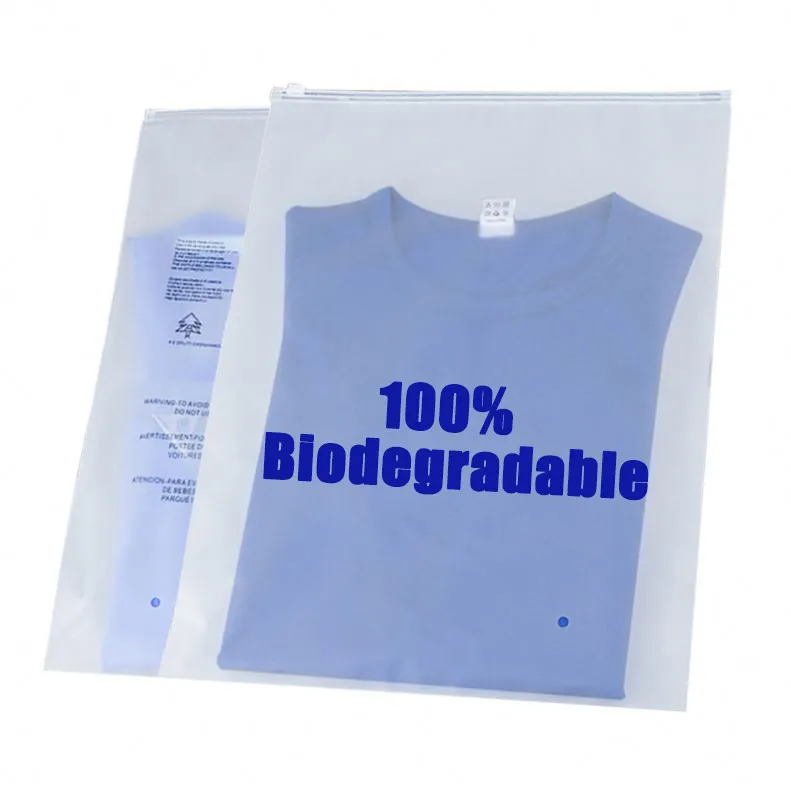 Bio degradable D2W Compostable Resealable Seal 100% Biodegradable Zipper Apparel Ziplock Eco Friendly Clothing Zip Lock Bag