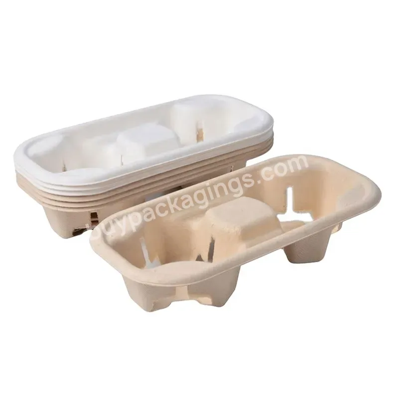 Biodegradable 2 Cup Holder Tray Ideal For Food Delivery Service And Restaurants - Buy Pulp Cup Tray,Pulp Cup Carrier,Pulp Drink Carrier Tray.
