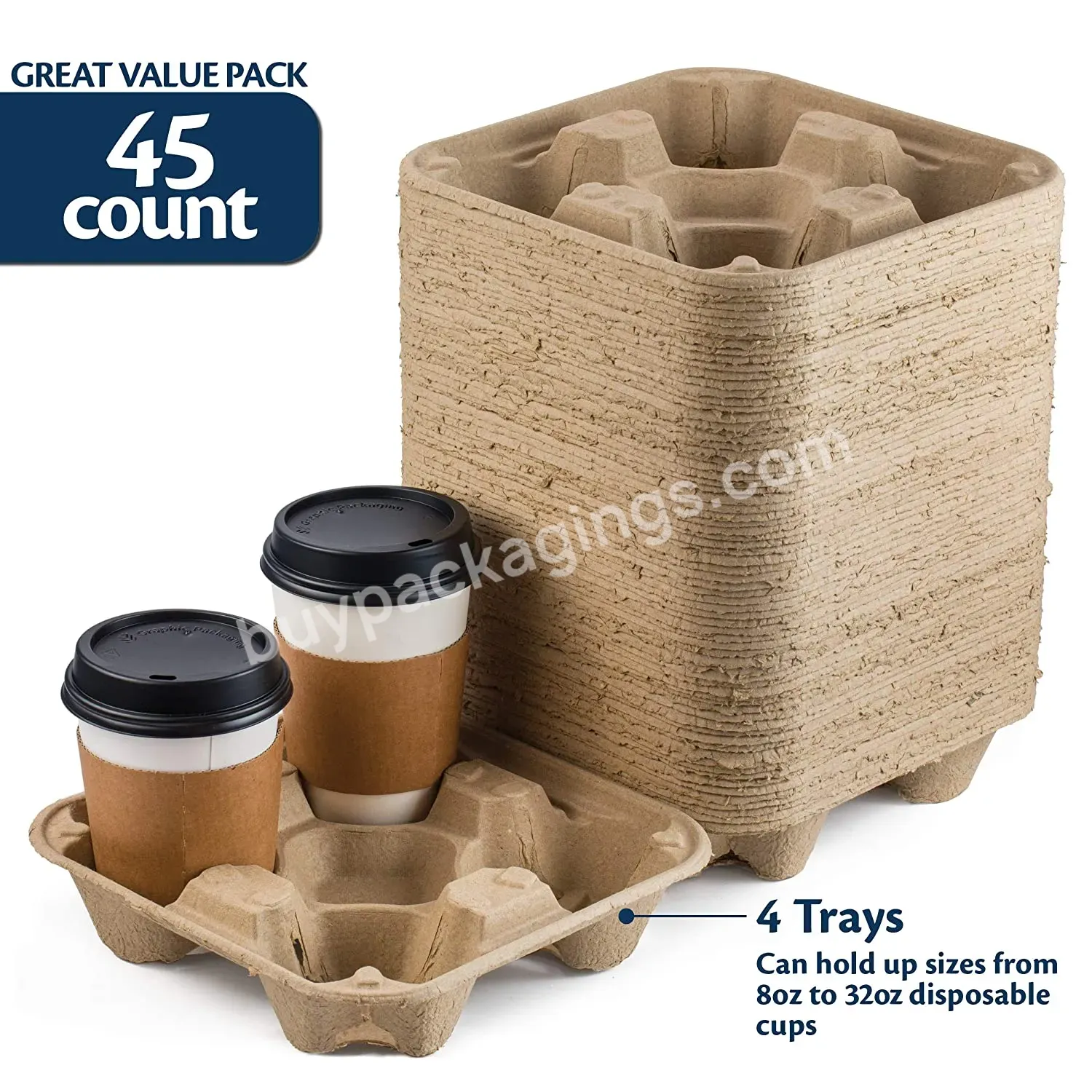 Biodegradable Container Compostable Stackable Ecofriendly Coffee Drink Takeaway Cup Carrier Holder - Buy Coffee Cup Holder,Coffee Holder Tray,Paper Pulp Products.
