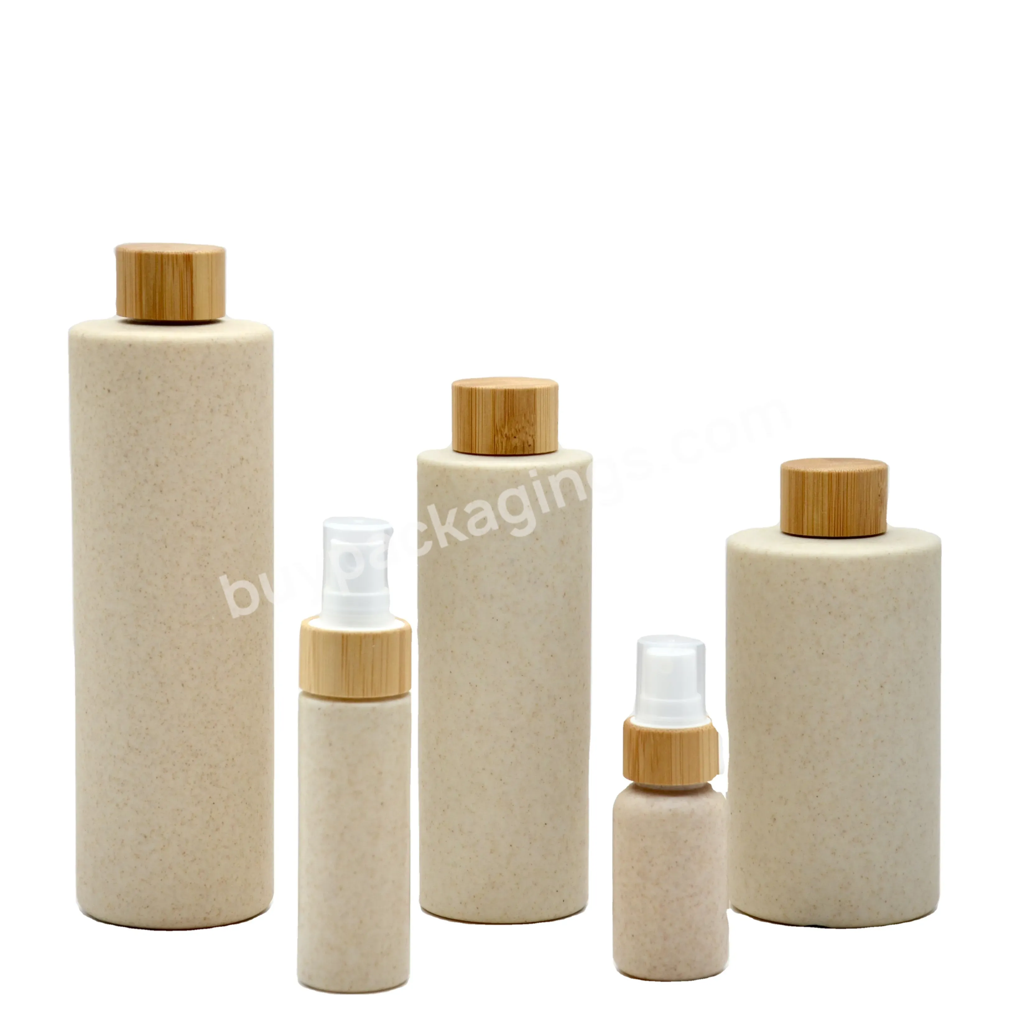 Biodegradable Cosmetic Container 300ml 400ml Wheat Straw Plastic Bottle With Lotion Dispenser Pump - Buy Biodegradable Containers For Cosmetics,Biodegradable Bottles For Cosmetics,Lotion Dispenser Pump Bottle.