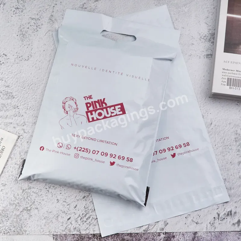 Biodegradable Custom Print Logo White Mailing Envelope Packing Mailerpoly Plastic Pe Shipping Pouch Bag With Handle - Buy Shipping Pouch Bag With Handle,White Mailing Envelope Packing Bag,Packing Mailerpoly Plastic Bag.