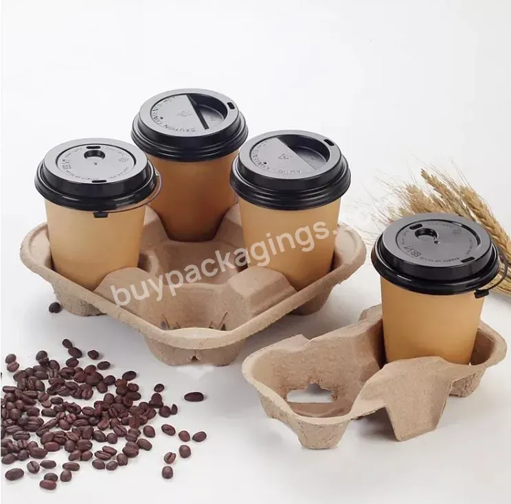 Biodegradable Disposable 4 Pack Pulp Paper Cup Carrier Holder Tray Paper Pulp Cup Holder - Buy Cup Holder,Pulp Cup Holder,4 Pack Pulp Paper Cup Carrier Holder Tray.