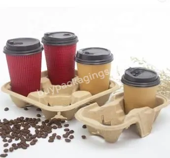 Biodegradable Disposable 4 Pack Pulp Paper Cup Carrier Holder Tray Paper Pulp Cup Holder - Buy Cup Holder,Pulp Cup Holder,4 Pack Pulp Paper Cup Carrier Holder Tray.