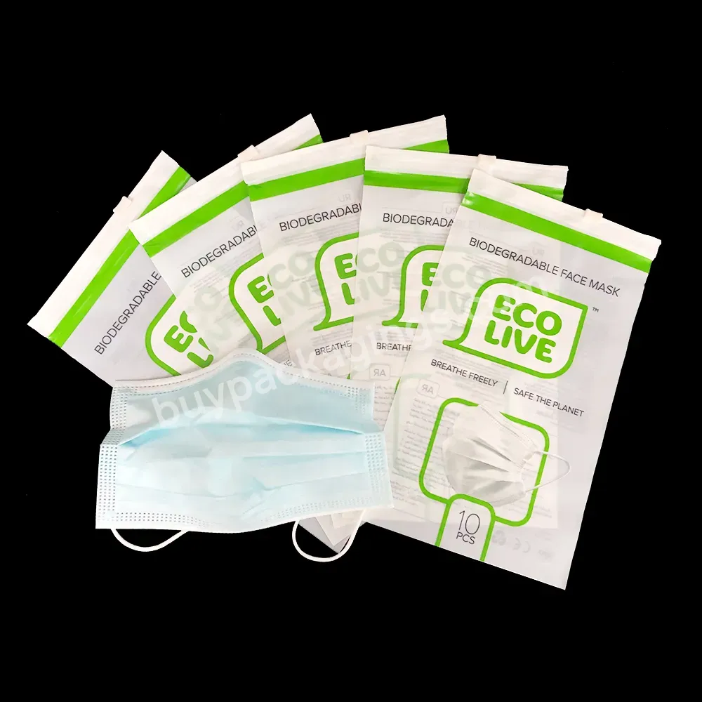 Biodegradable Disposable Kn 95 Sponge Packaging Bag Compostable Corn Starch Zip Bag Frosted Bag