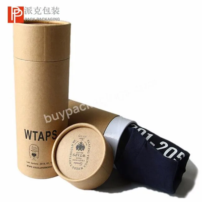 Biodegradable Eco-friendly Brown Kraft Paper White T-shirtClothing Packaging Paper Tube