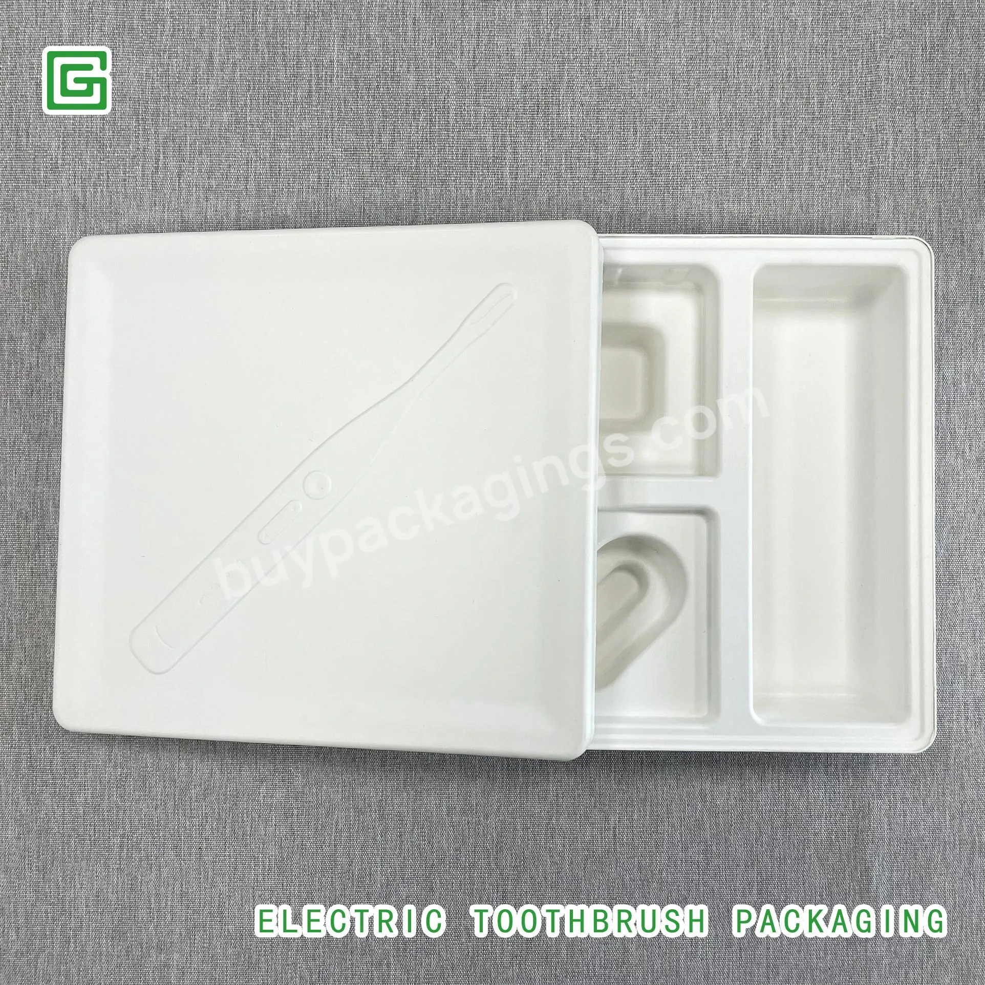 Biodegradable Eco Friendly Luxury Recycled White Electric Toothbrush Paper Molded Pulp Packaging Box With Window - Buy Recycled Paper Pulp Box,Electric Toothbrush Paper Box,Toothbrush Eco Packaging Box.